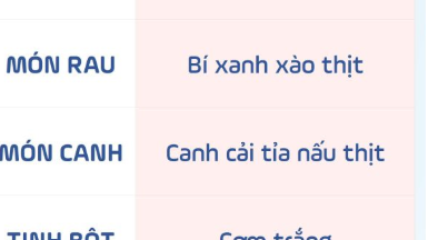 Thực đơn CLB Ngôi nhà mơ ước 04/04/2026